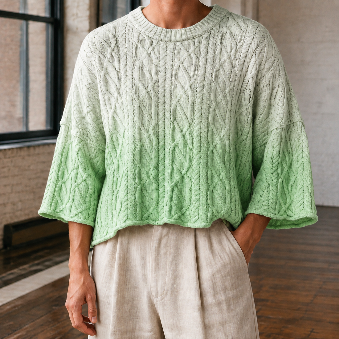 Hector-Grant Cable Knit Top - Mint