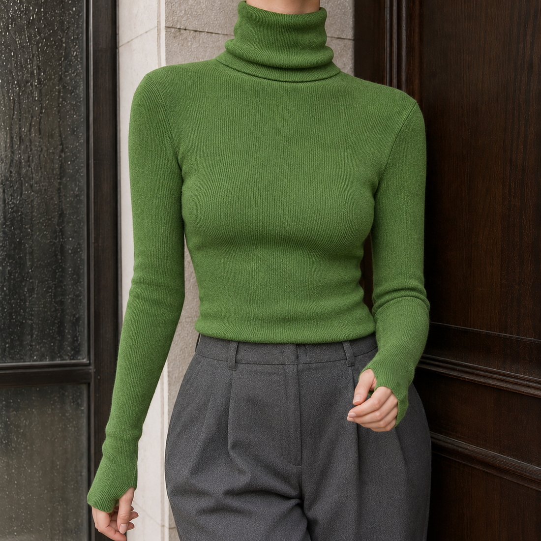 Angelique-Jane Turtleneck Sweater - Green