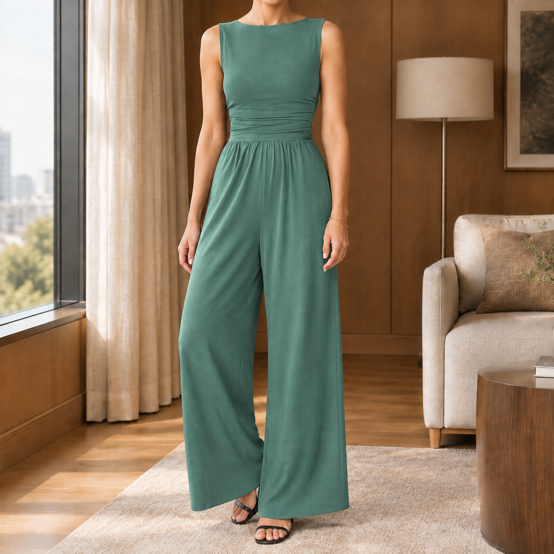 Aubrey-Marie Wide-Leg Jumpsuit - Green