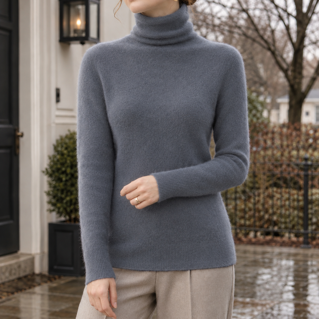 Tara-Pearl Turtleneck Sweater - Elephant Gray