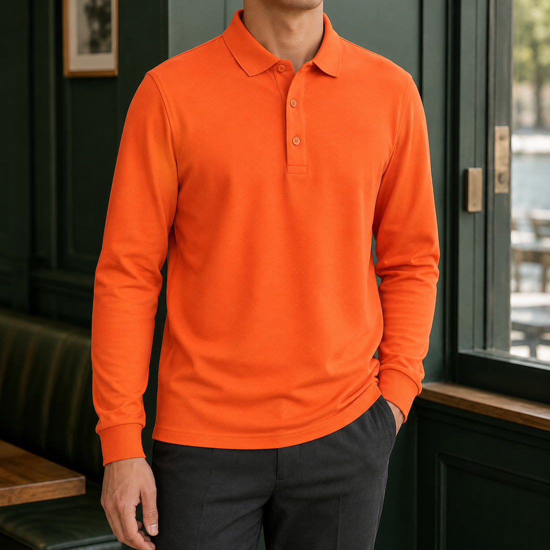 Reinhold Long Sleeve Polo - Type A --orange Red