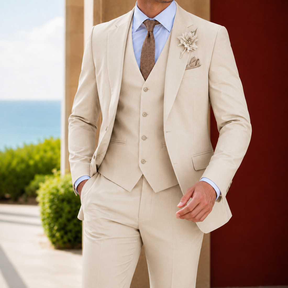 Percival Tailored Suit - Beige