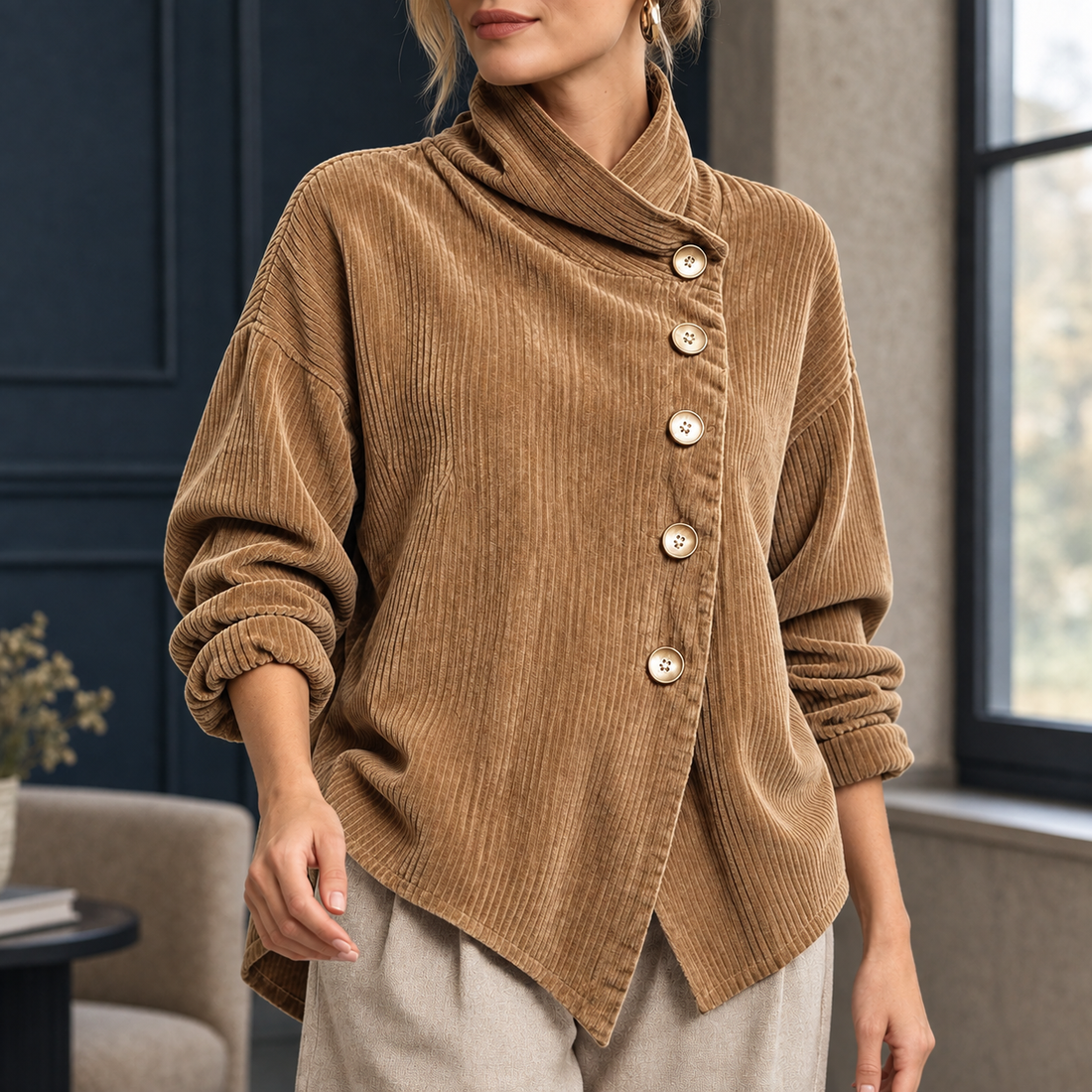 Eugenie-Rae Asymmetric Top - Khaki