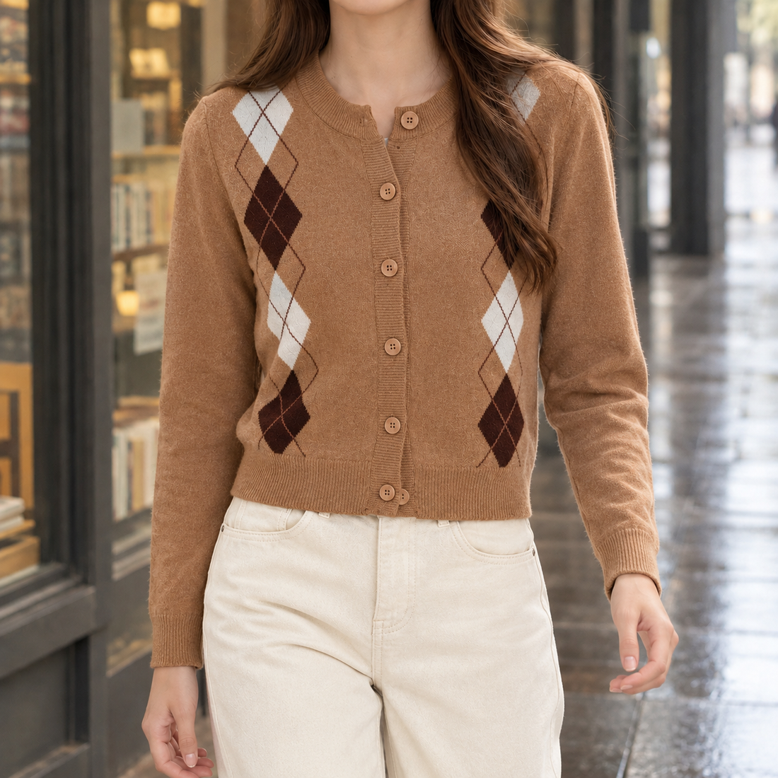Audric-Scott Argyle Cardigan - Khaki