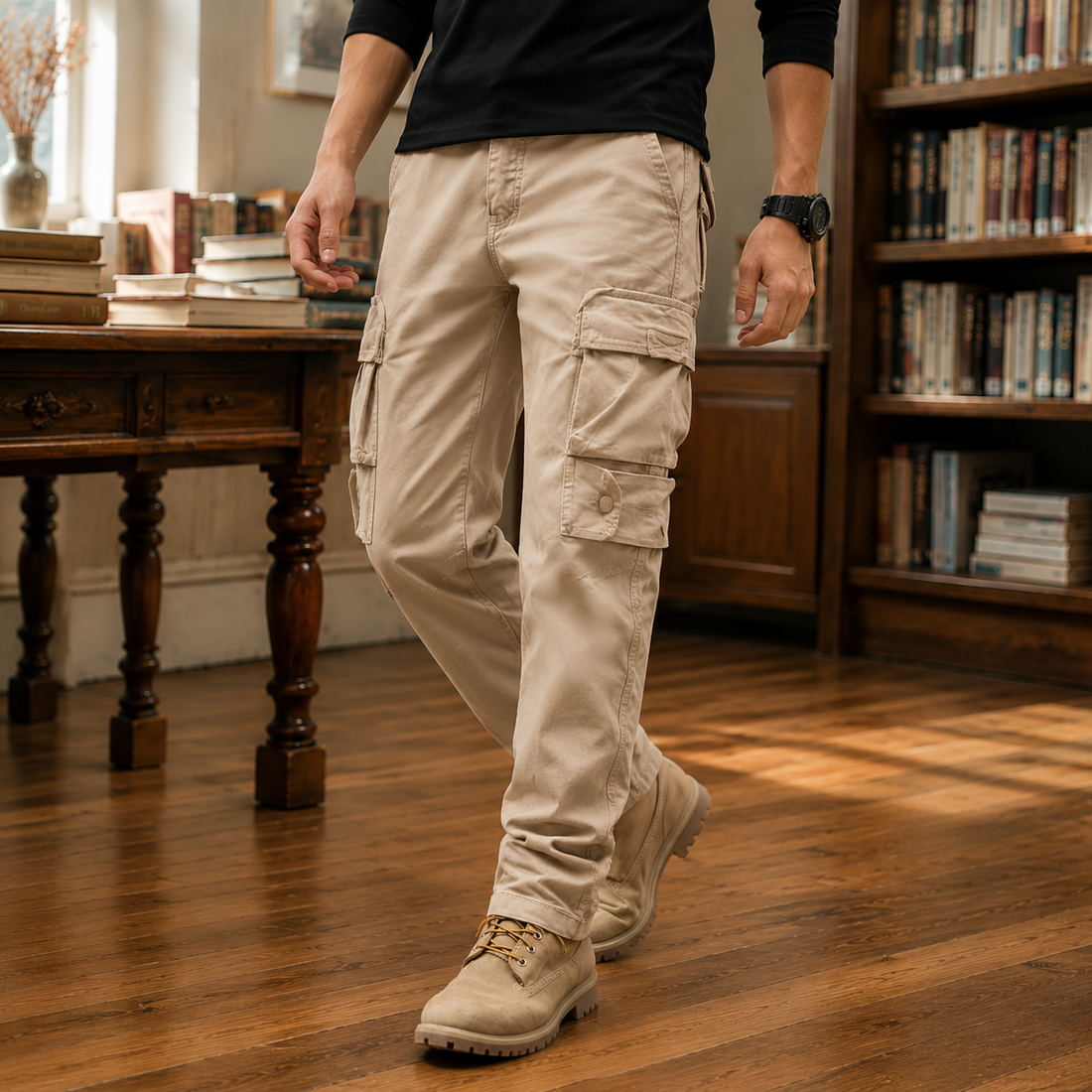 Reuben-West Relaxed Cargo Pants - Koffie