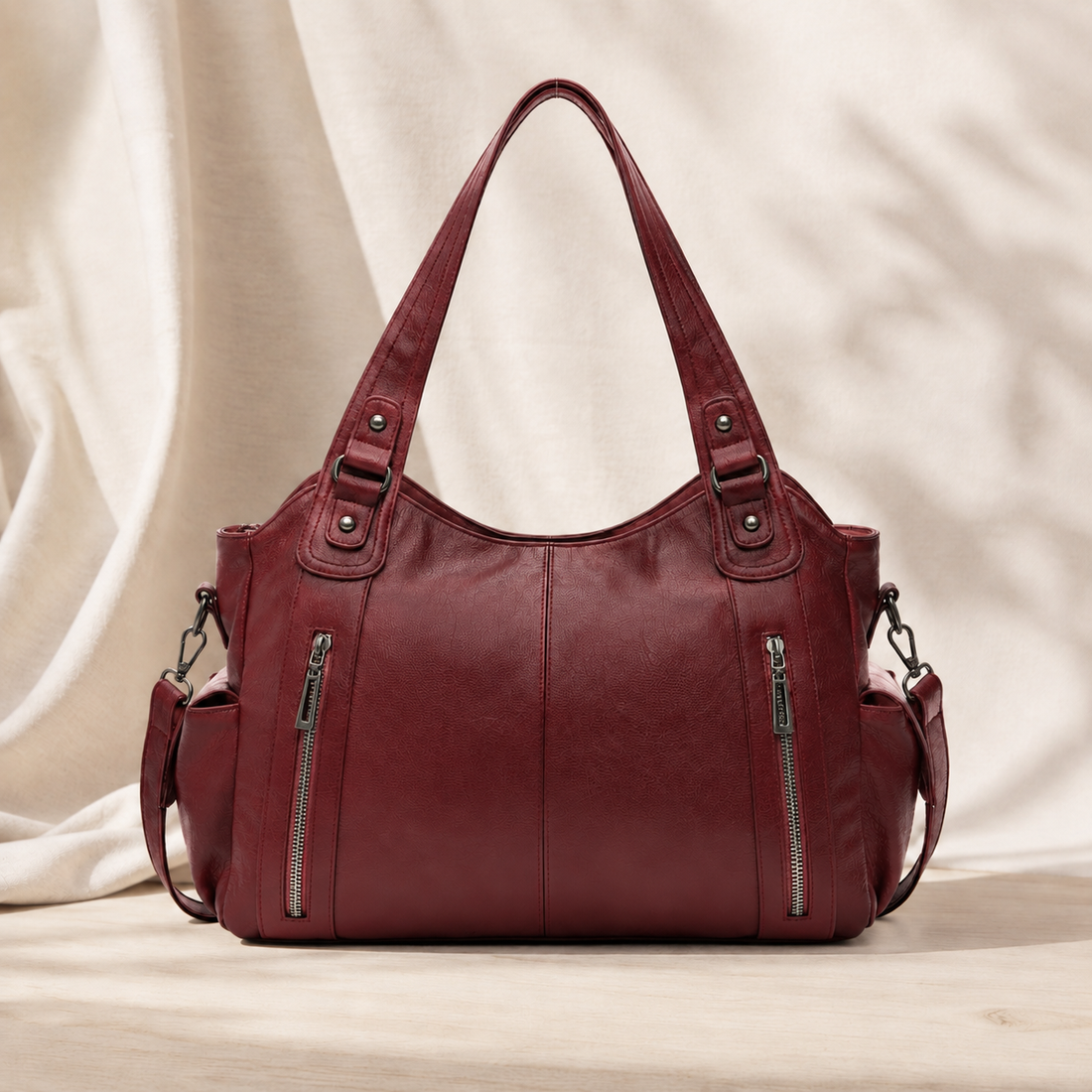Biagini Multi-Pocket Shoulder Bag - Burgundy
