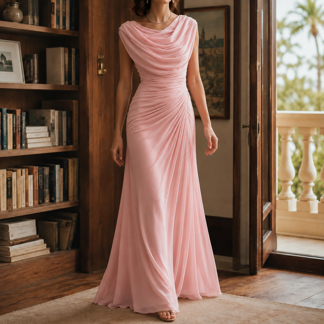 Sylvie-Skye Draped Maxi Dress - Pink