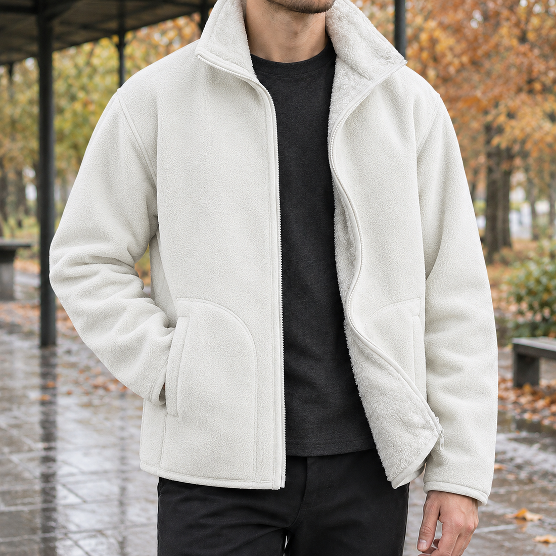 Octave-Cole Fleece Zip Jacket - Off White