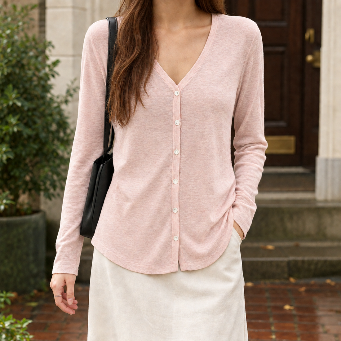 Nerissa-Mae V-Neck Cardigan - Blush Pink