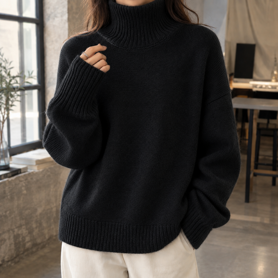 Quinn Turtleneck Sweater - Black