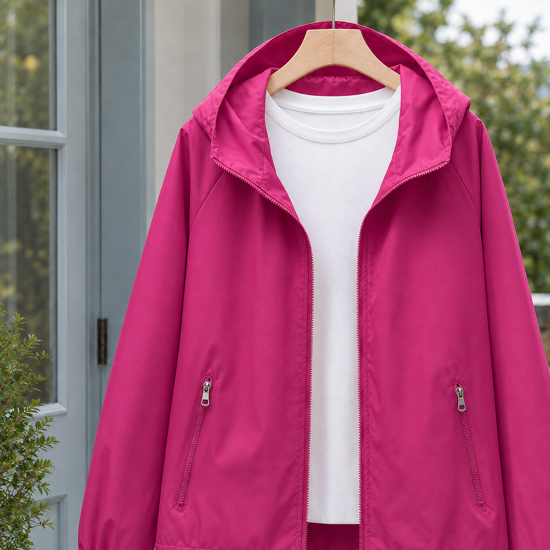 Luna-Pearl Hooded Jacket - Rose Red