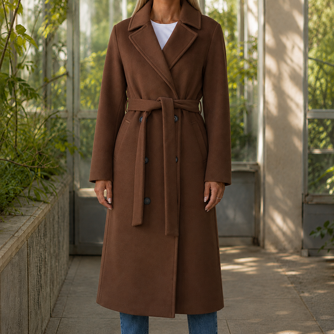 Cordelia Belted Overcoat - Brown