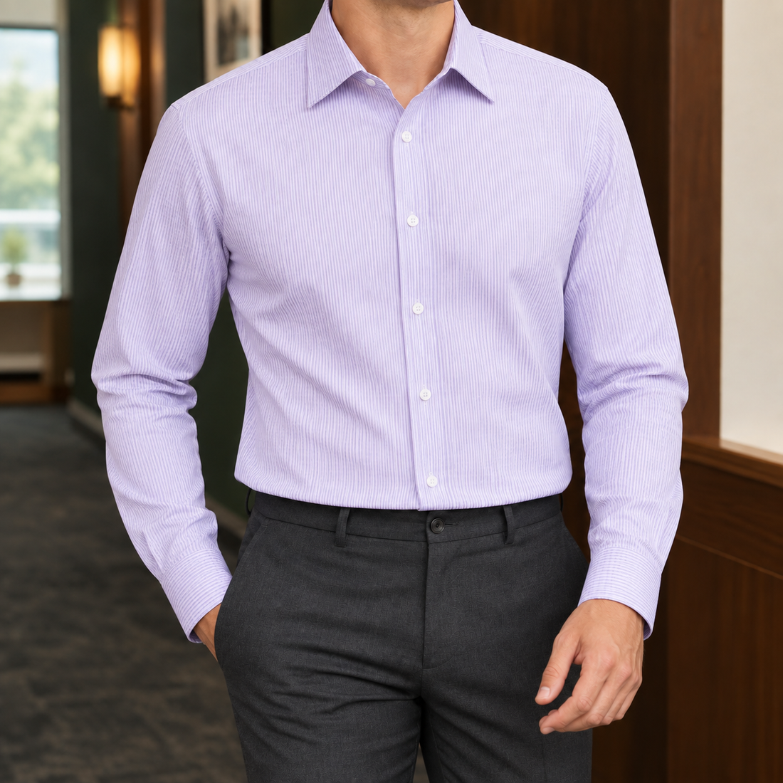 Alastair Fitted Shirt - Purple Stripes