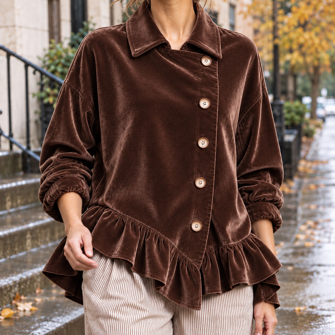 Lily-Kate Velvet Jacket - Coffee
