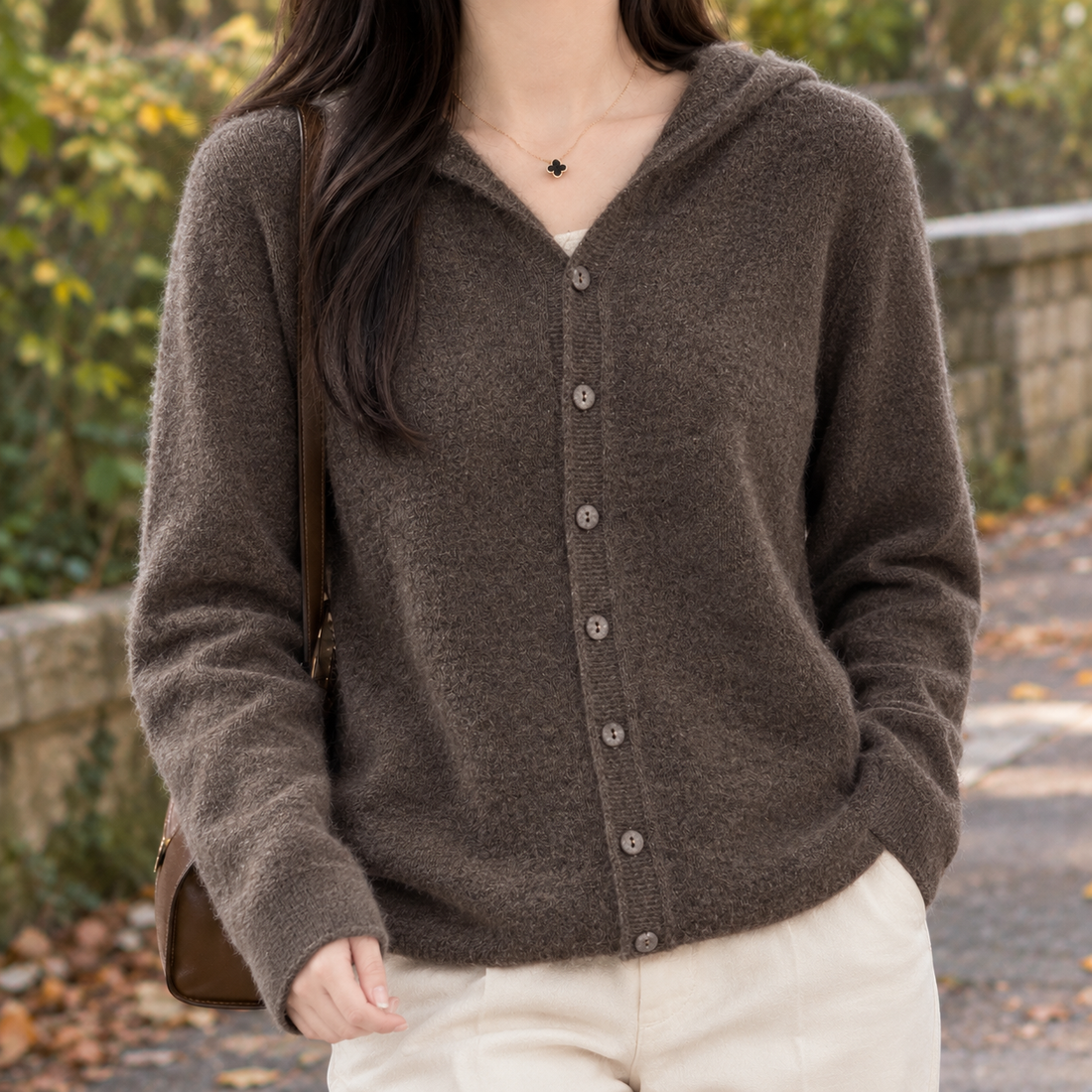 Gemma-Grace Merino Wool Cardigan - Mocha