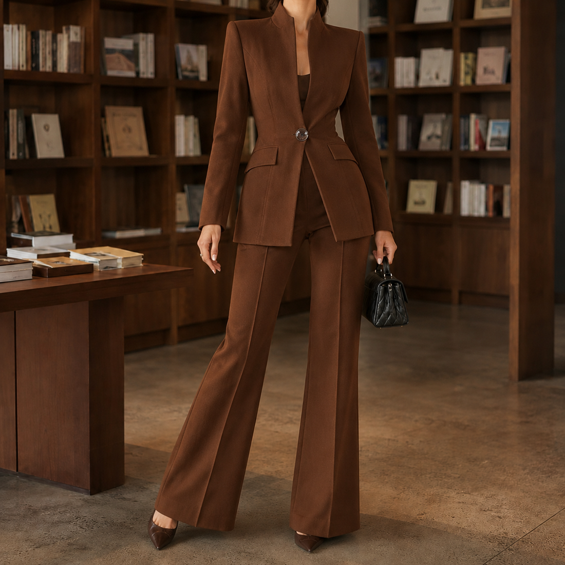 Soraya-Jane Tailored Set - Brown
