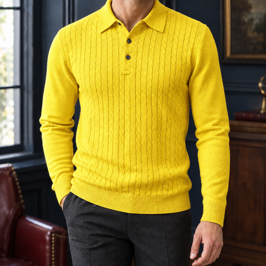 Lucas Cable Knit Sweater - Yellow