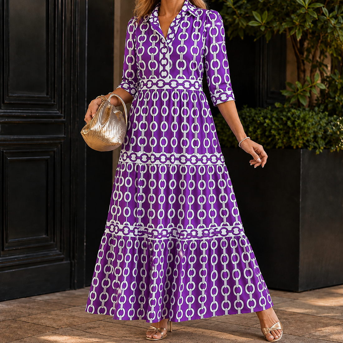 Serena Tiered Maxi Dress - Purple