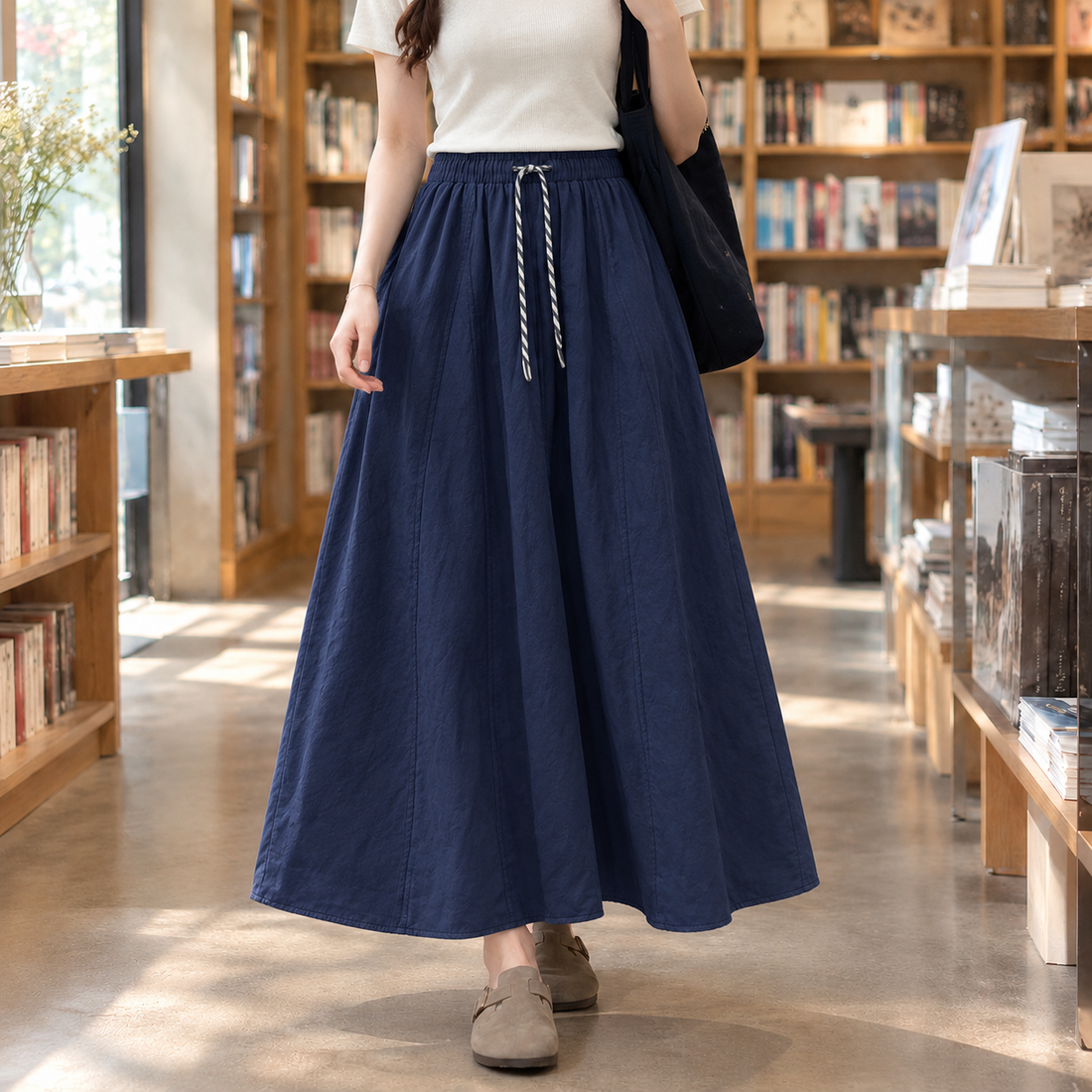 Mariella Flowing Maxi Skirt - Navy Blue