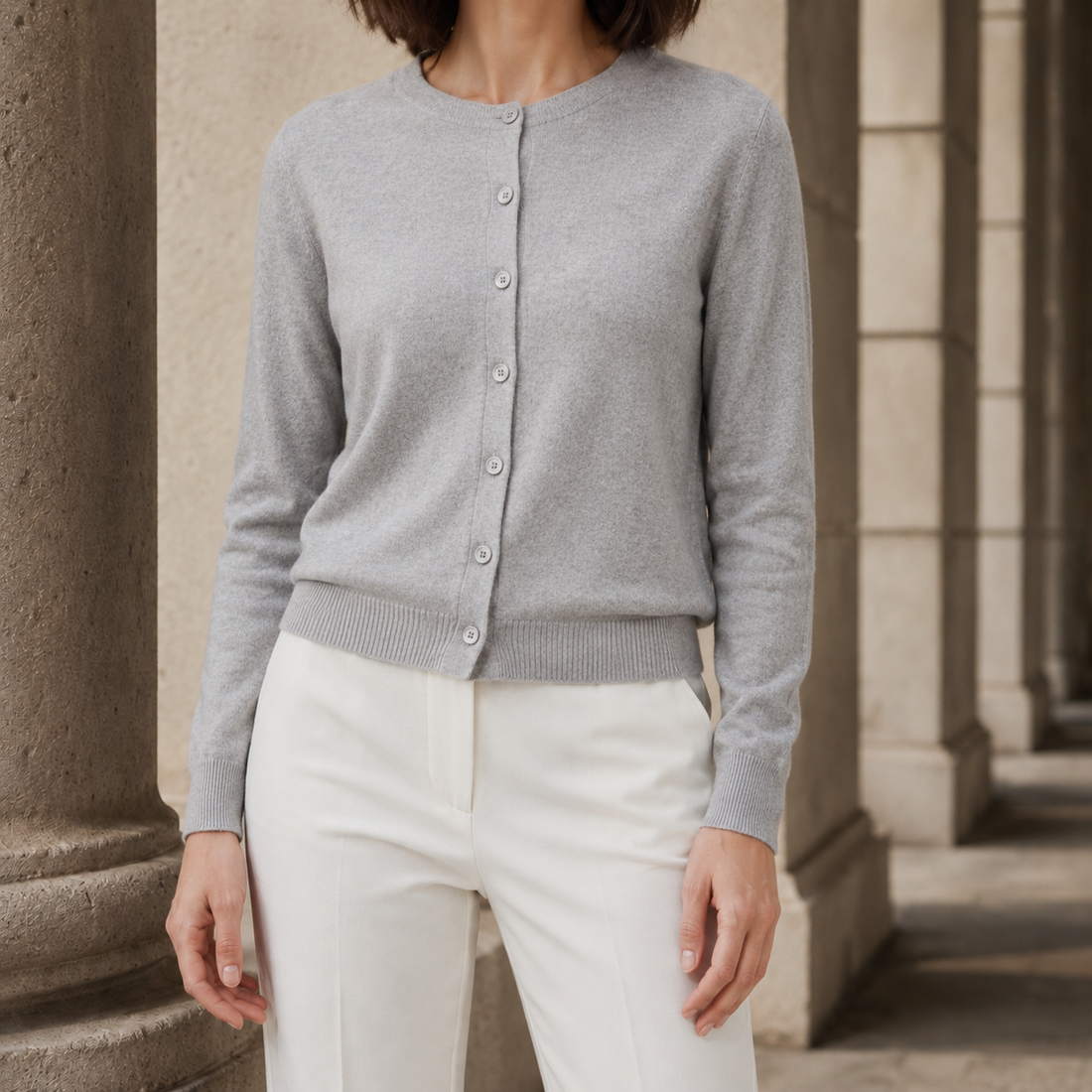 Marlene Merino Cardigan - Soft Gray