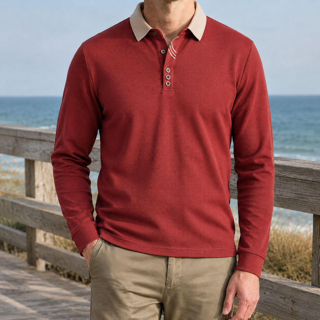 Gustav Polo Sweater - Red