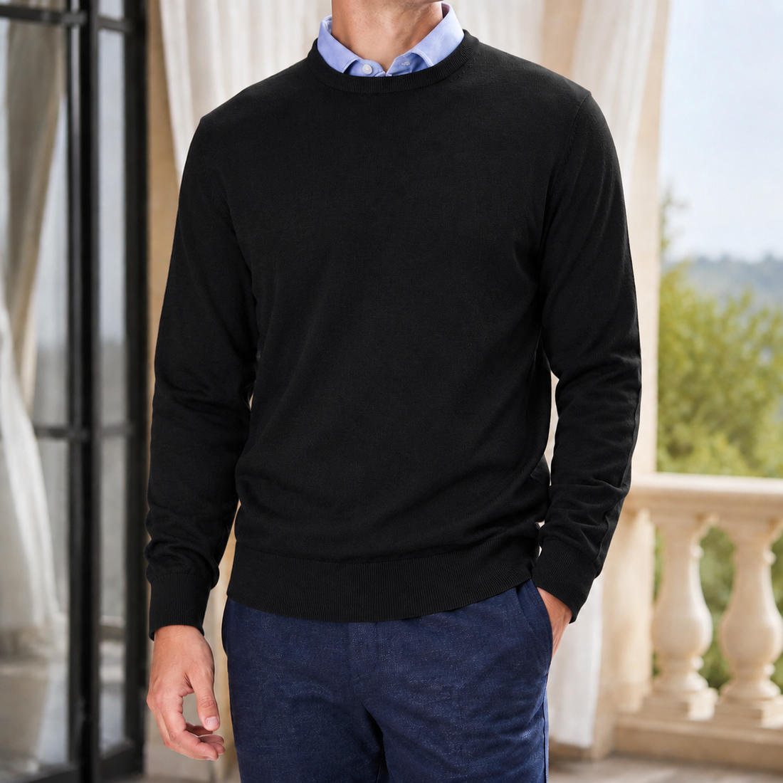 Wesley Fine Knit Sweater - Black