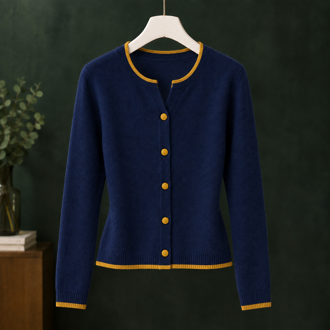 Michelle-June Contrast Cardigan - Navy Blue