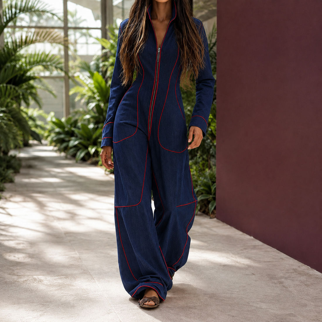 Marina-Marie Wide Leg Jumpsuit - Deep Blue