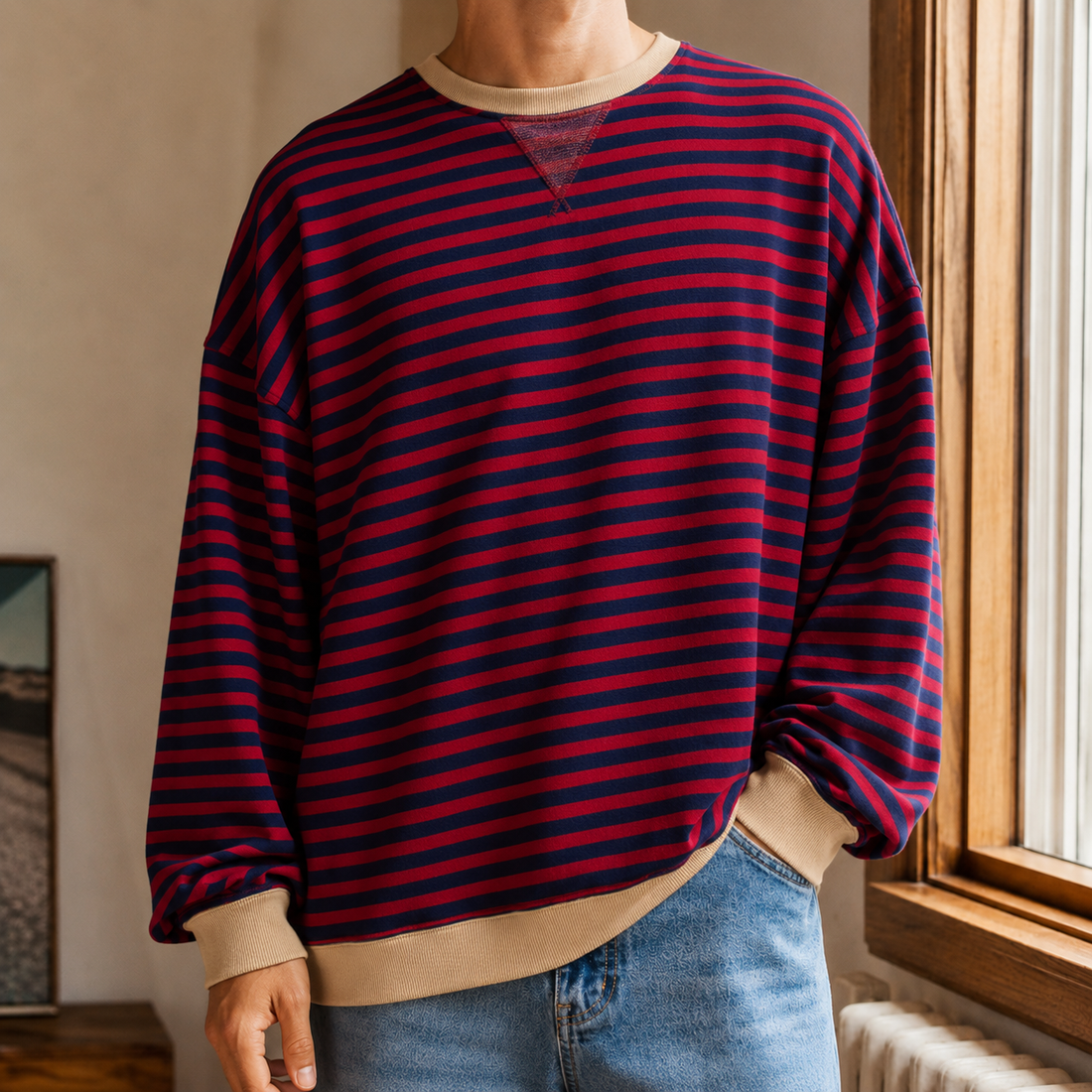 Florian-Wade Striped Sweater - Black & Red