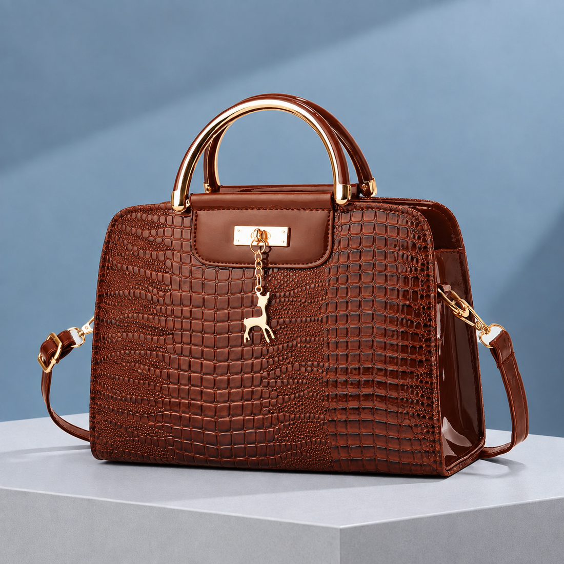 Donatelli Croc Handbag - Brown