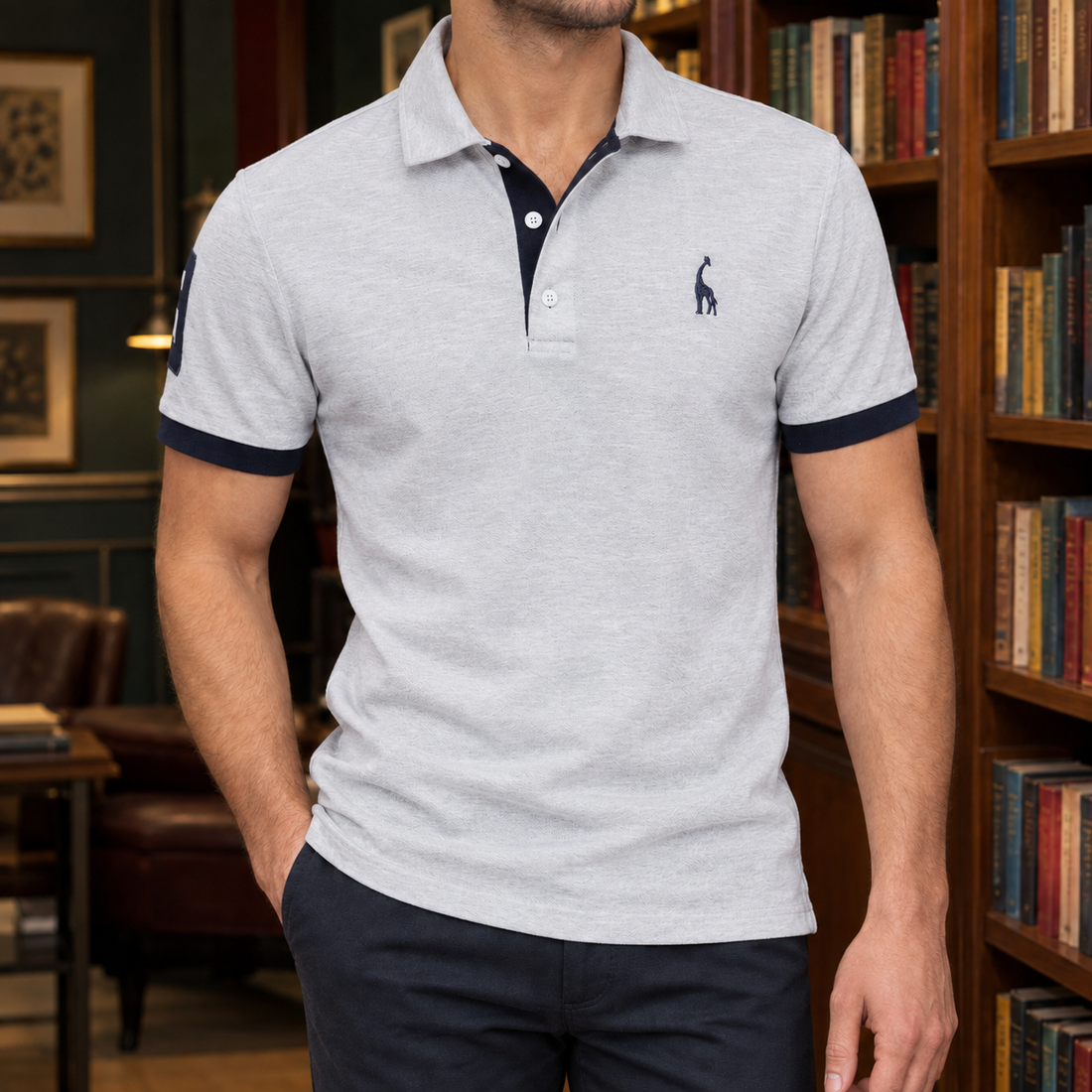 Alec-Flynn Contrast Polo - Light Gray