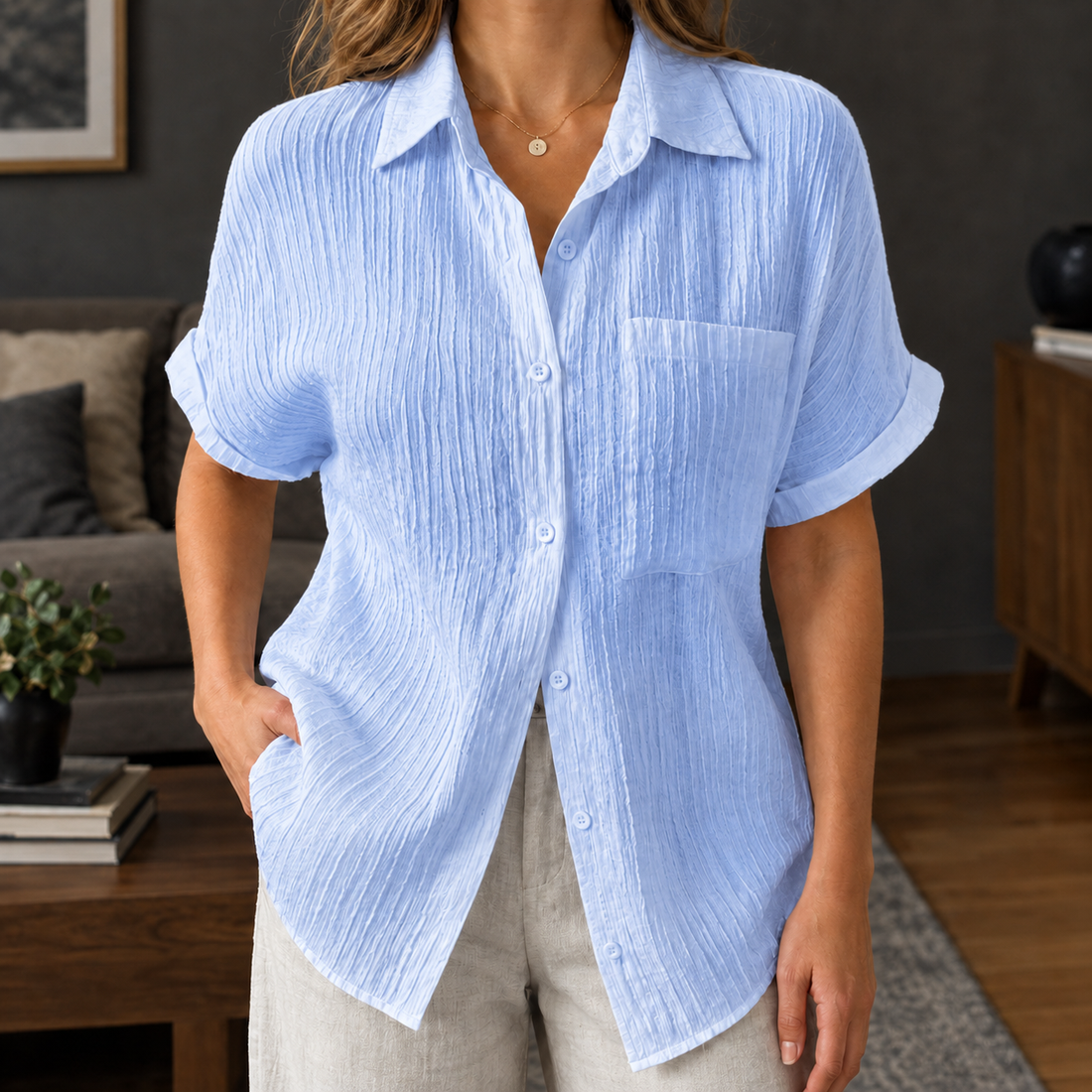 Alma Textured Shirt - Blue