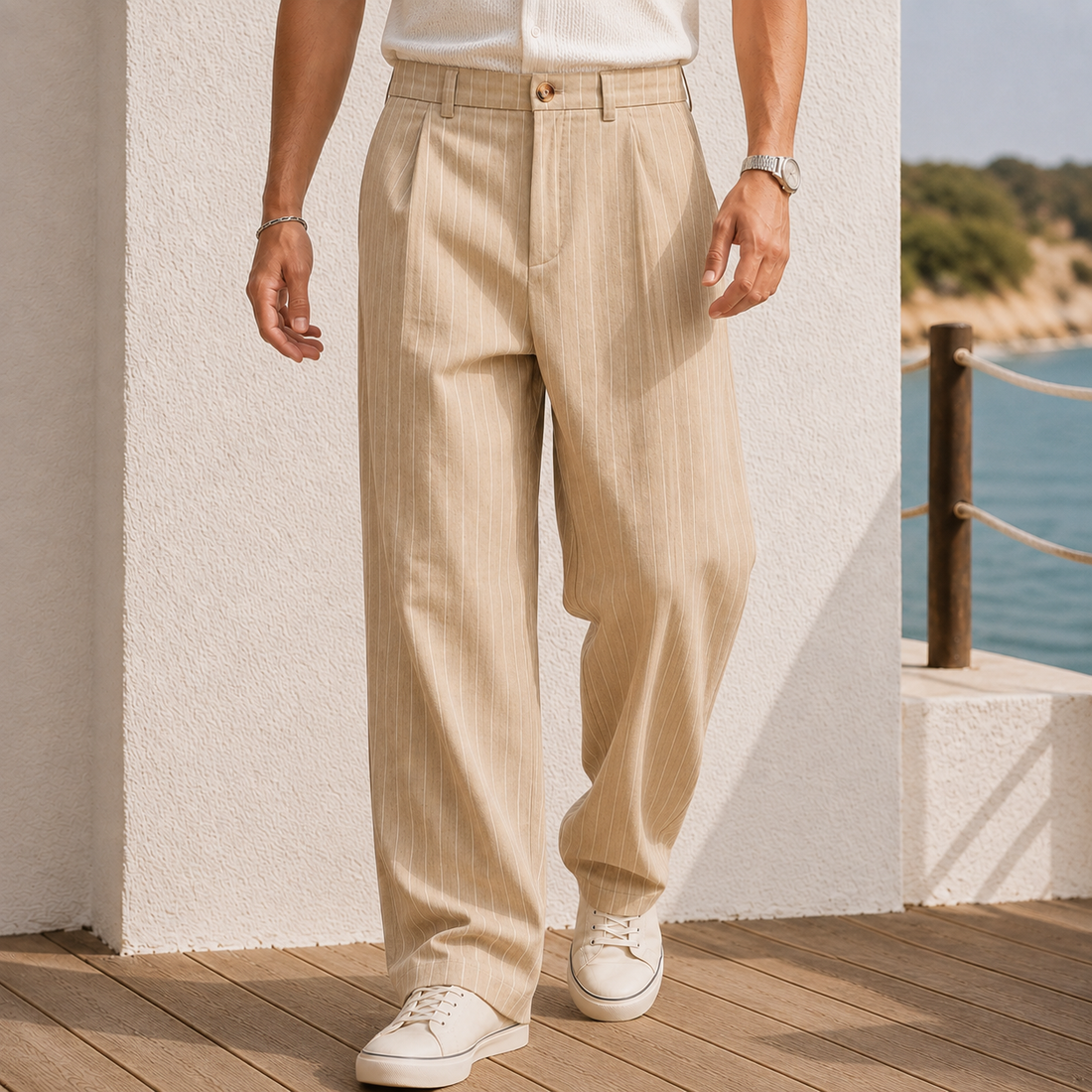 Orson-Miles Pinstripe Pants - Khaki