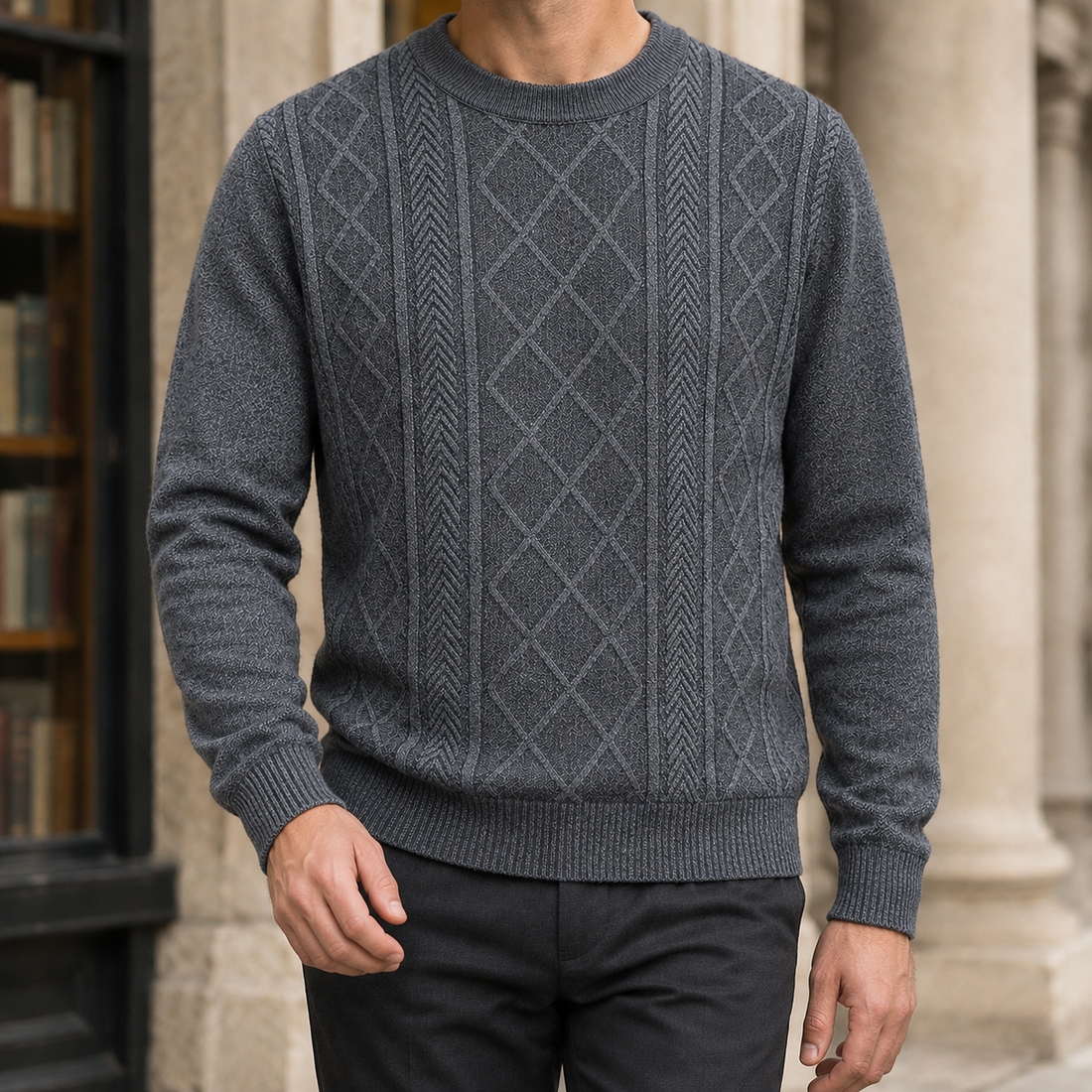 Benoit Textured Sweater - Dark Gray