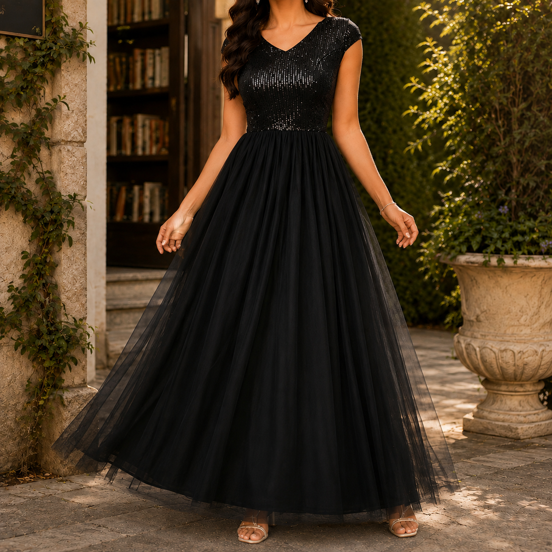 Francesca-Faye Sequin Maxi Dress - Black