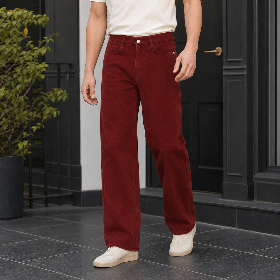 Valentin-York Wide Leg Jeans - Red