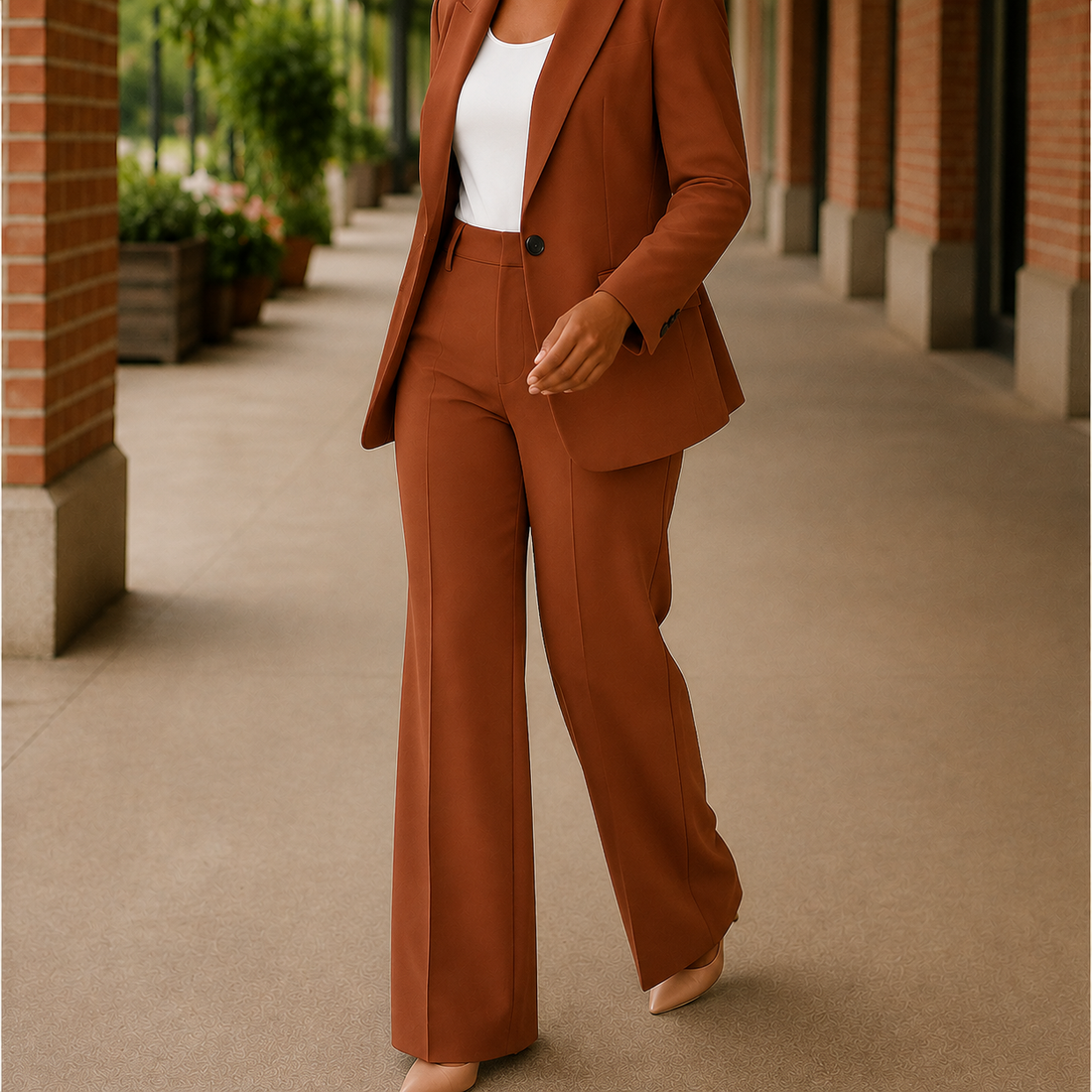 Elena-Rose Tailored Suit - Brown