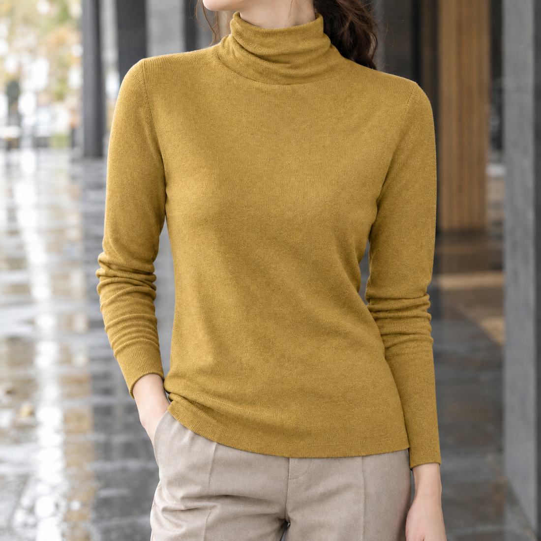 Elowen-Mae Wool Turtleneck - Mustard Yellow