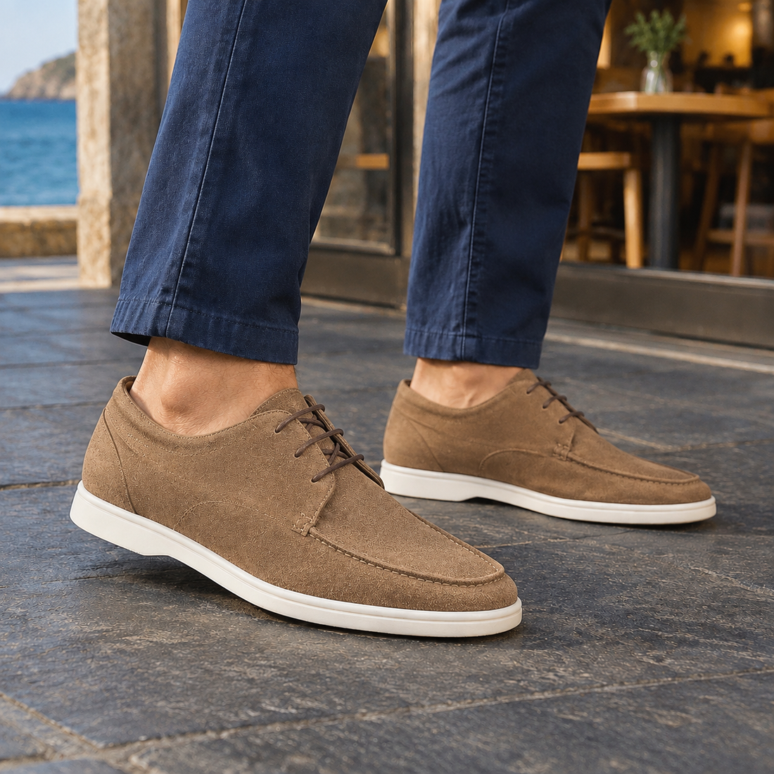 Zeno Apron Derby Shoes - Camel