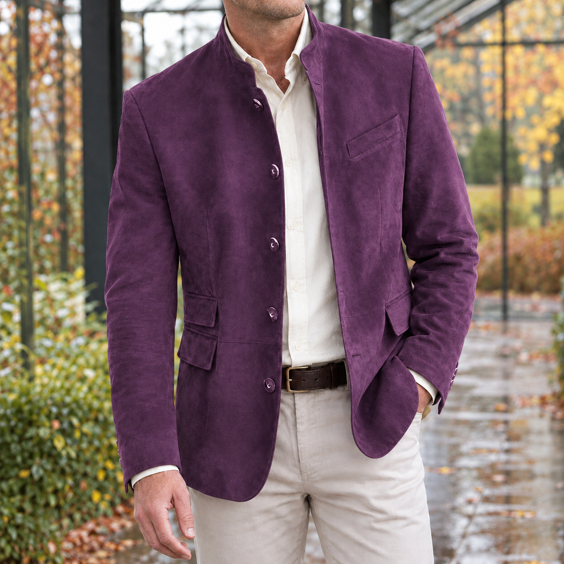 Carter-Tate Stand Collar Blazer - Purple