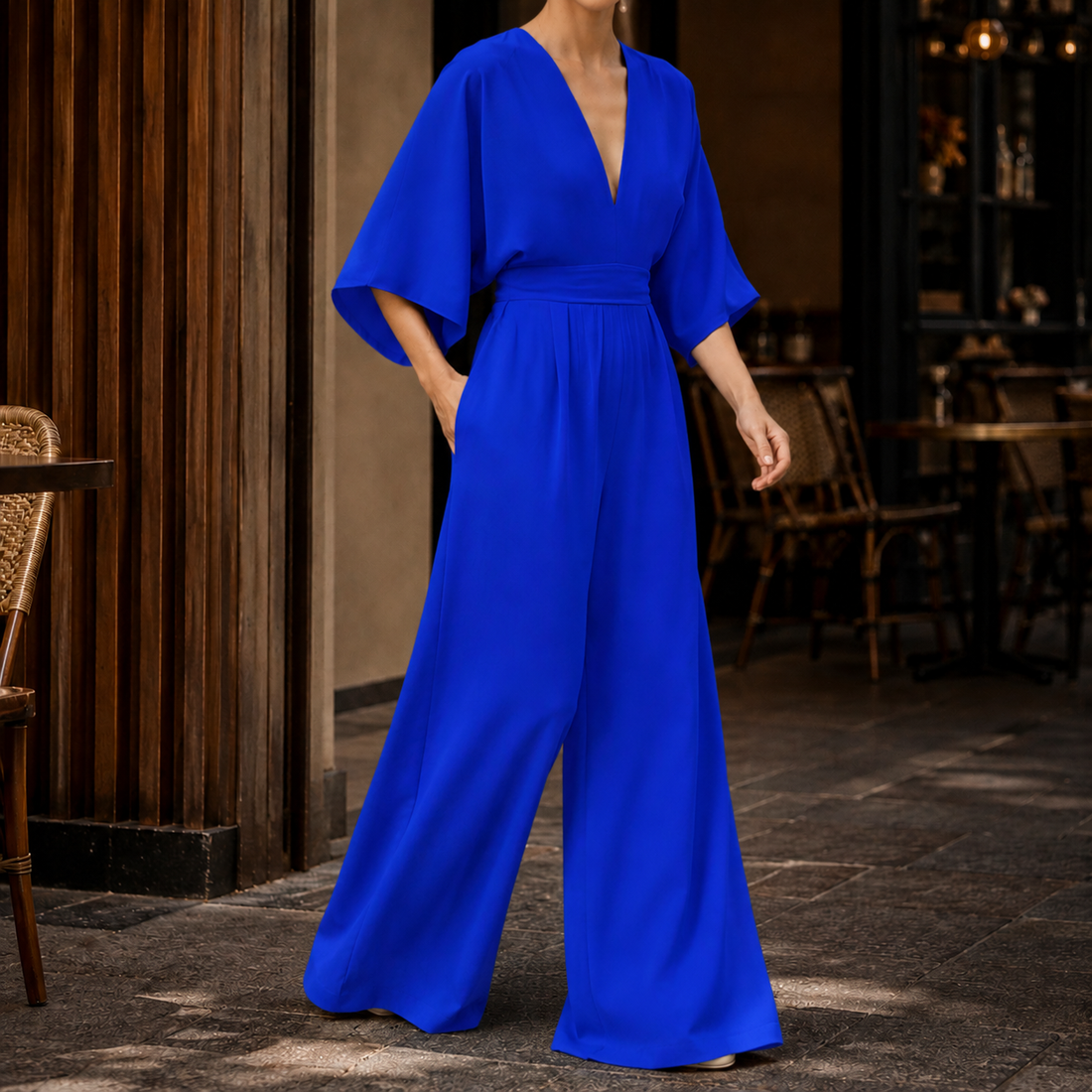 Cerys-Kate Wide Leg Jumpsuit - Royal Blue