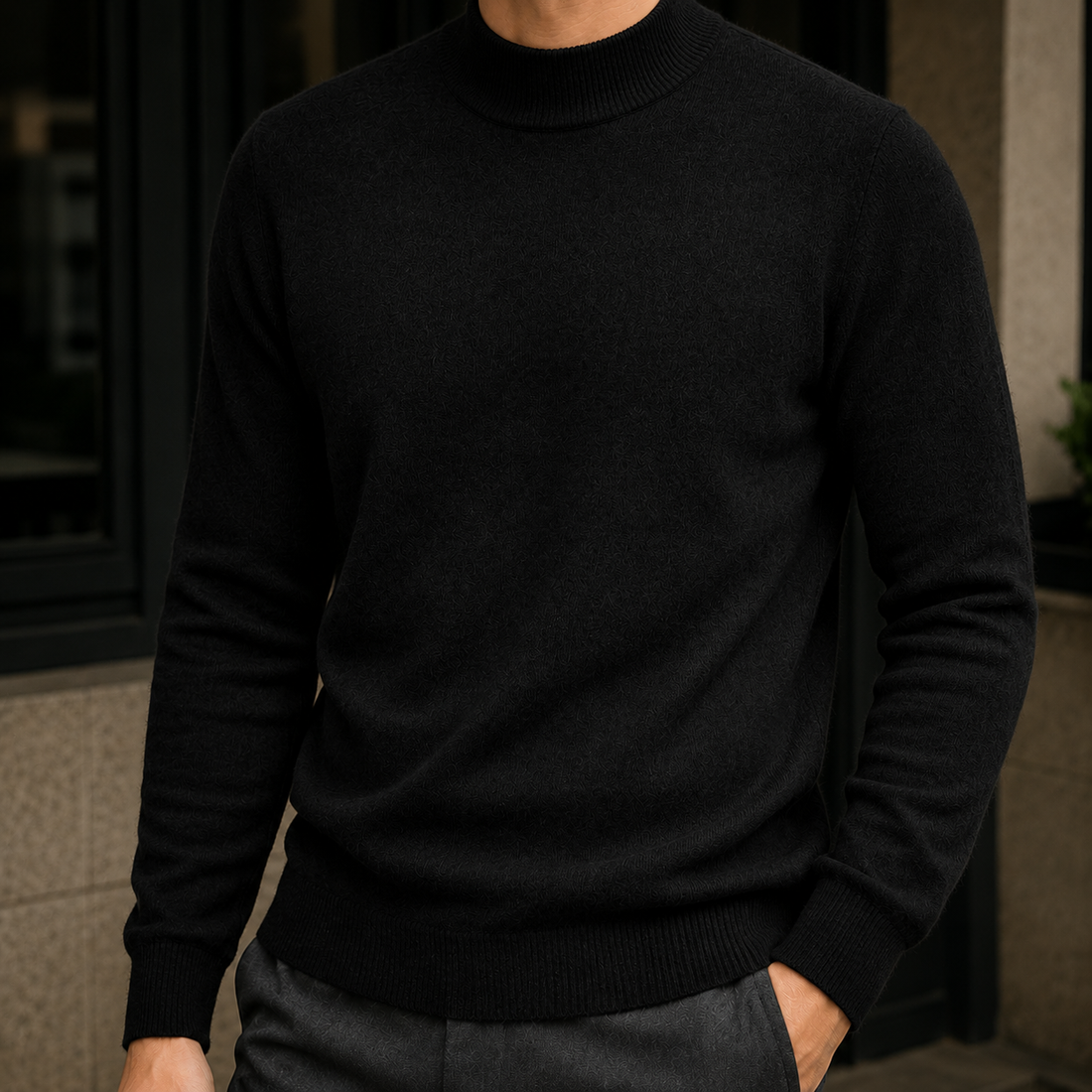 Nico-Ellis Mock Neck Sweater - Black