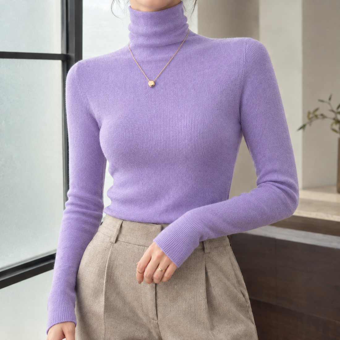 Sharon-Louise Turtleneck Sweater - Light Purple