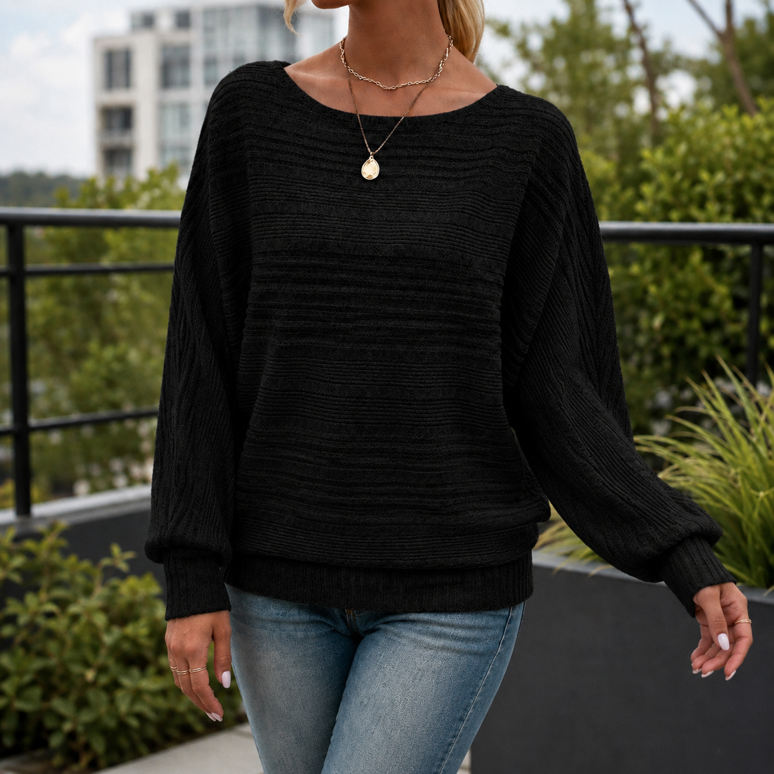 Penelope-Hope Ribbed Sweater - Black