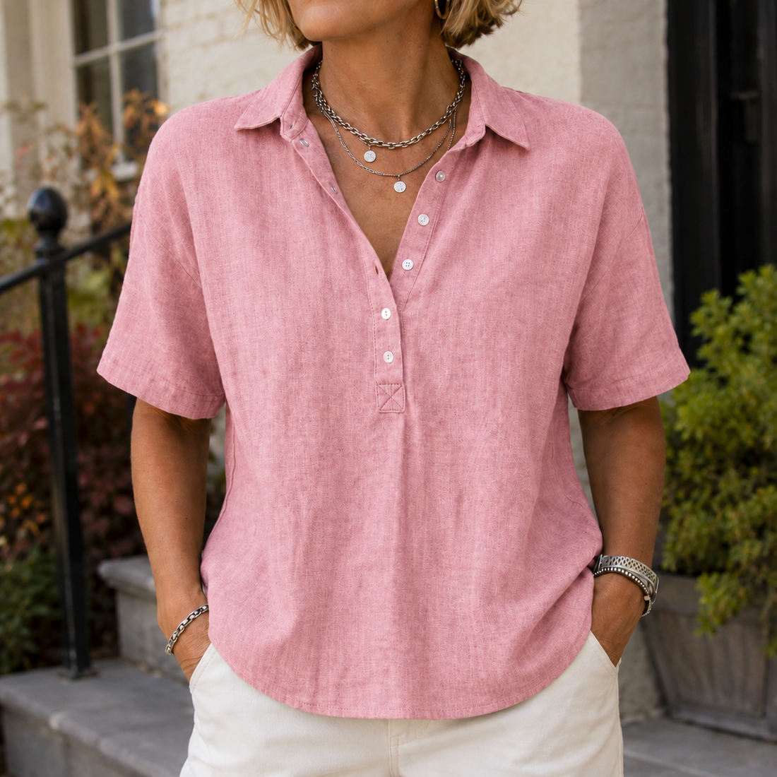 Anais-Pearl Relaxed Blouse - Pink