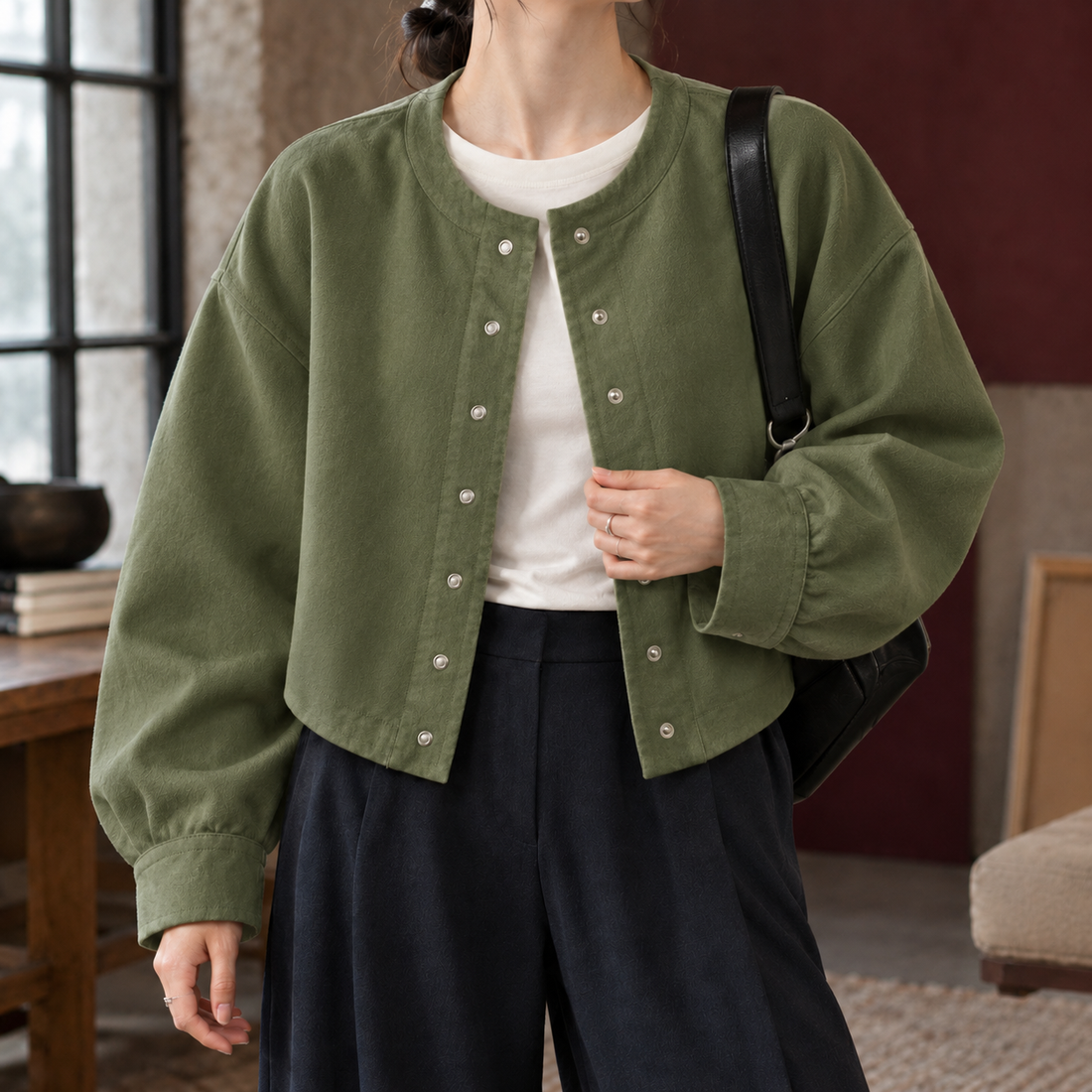 Alice Snap Front Jacket - Green
