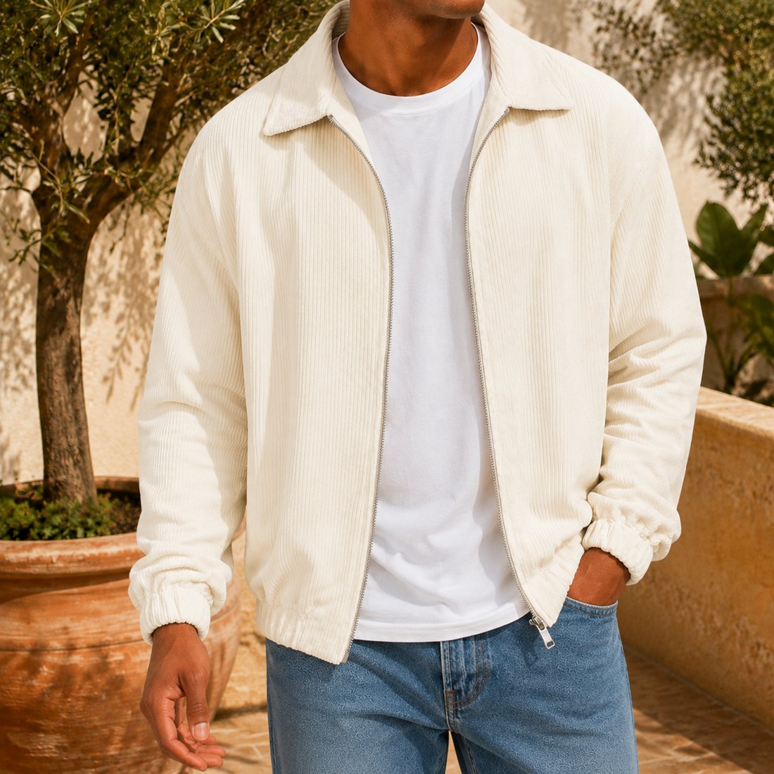 Ambrose-Dean Ribbed Jacket - Light Yellow