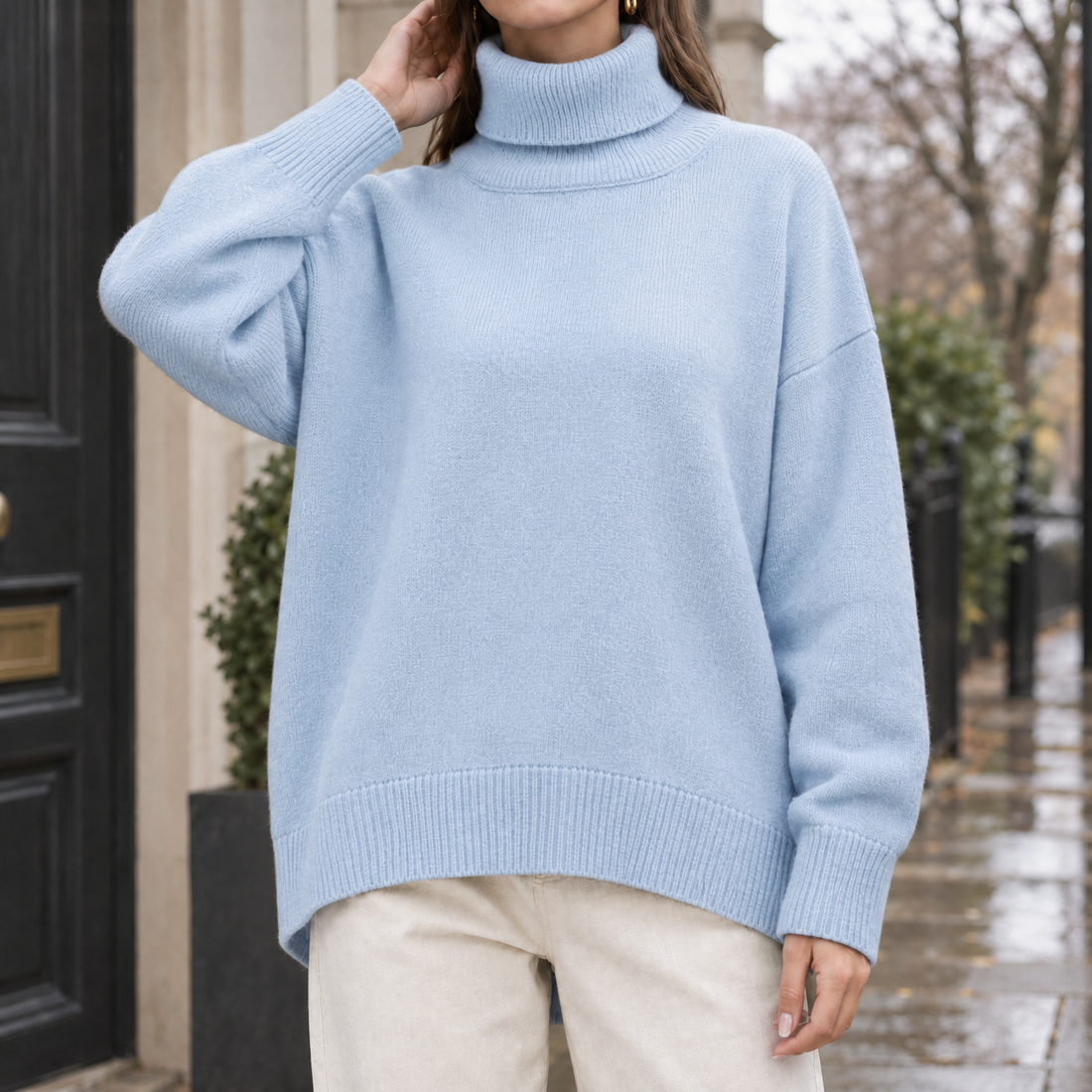 Celine-Belle Turtleneck Sweater - Light Blue