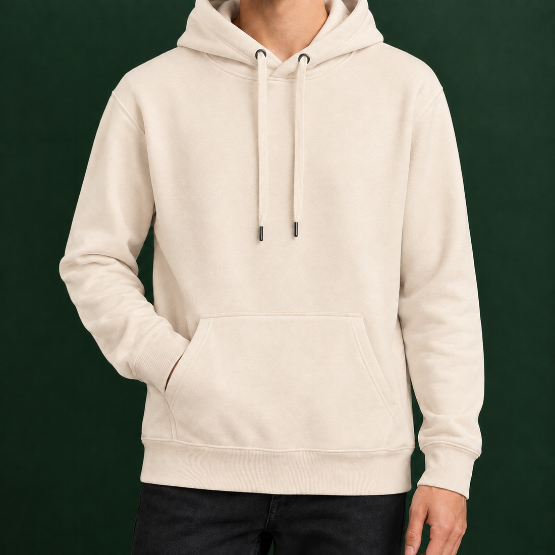 Cyprian-Stone Fleece-Lined Hoodie - Beige