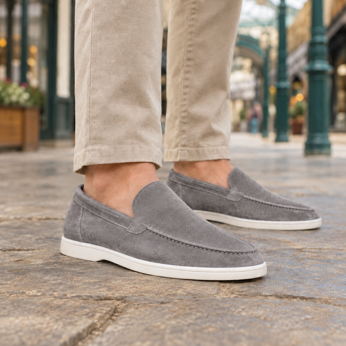 Bentivoglio Slip-On Loafers - Light Gray